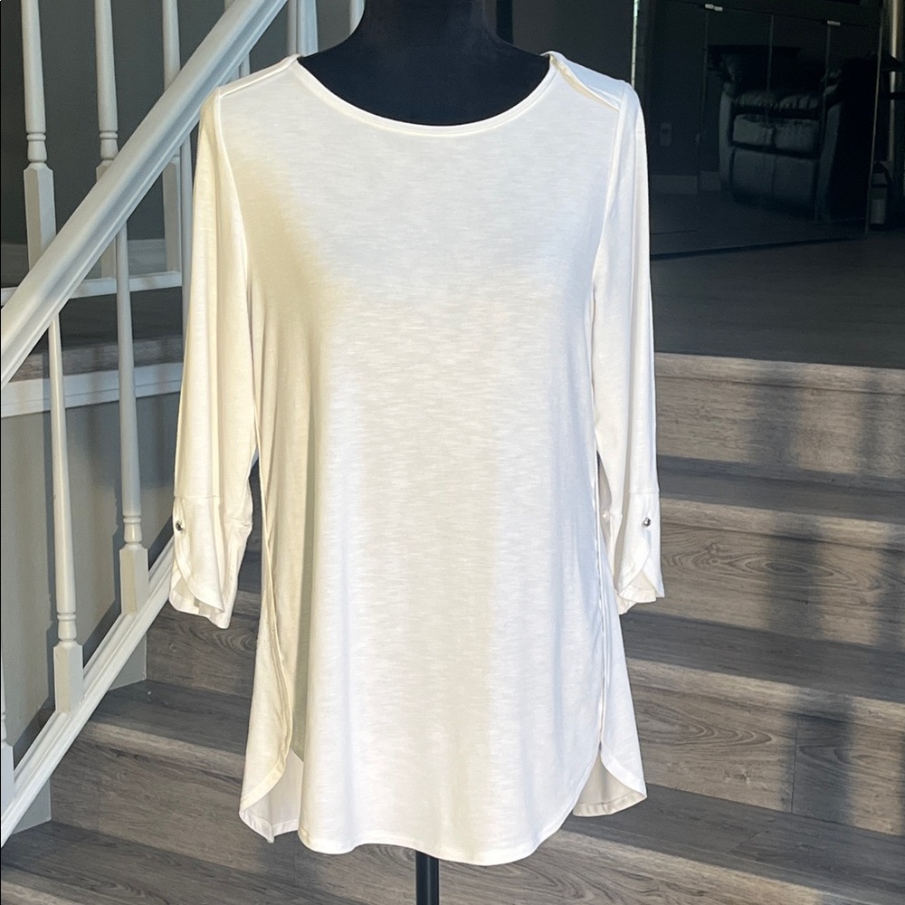 Elegant White Women's Tunic Top